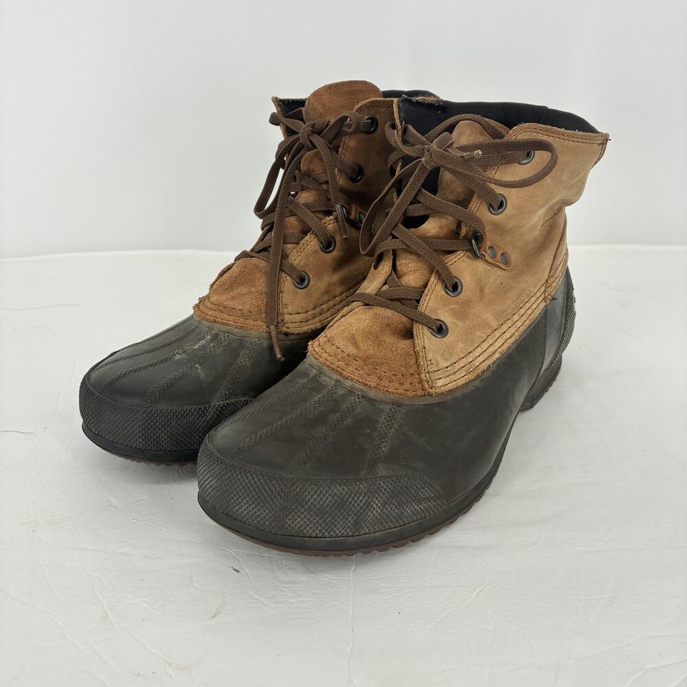 Sorel Cheyanne 2 Waterproof Rubber and Leather Rain Boots Brown Men's Size 10